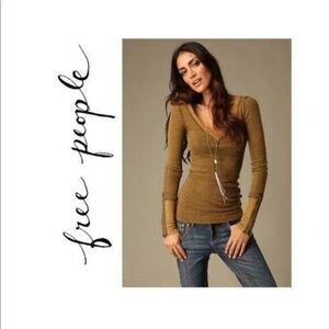 Free People Zipper Zip Cuff Thermal Olive Green Size XS EUC